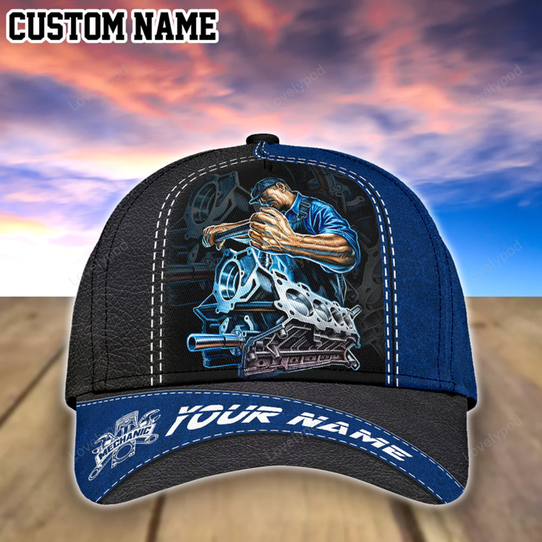 FUNSTUFFPRINT Personalized Name Mechanic 3D Classic Cap, Gift for Mechanic