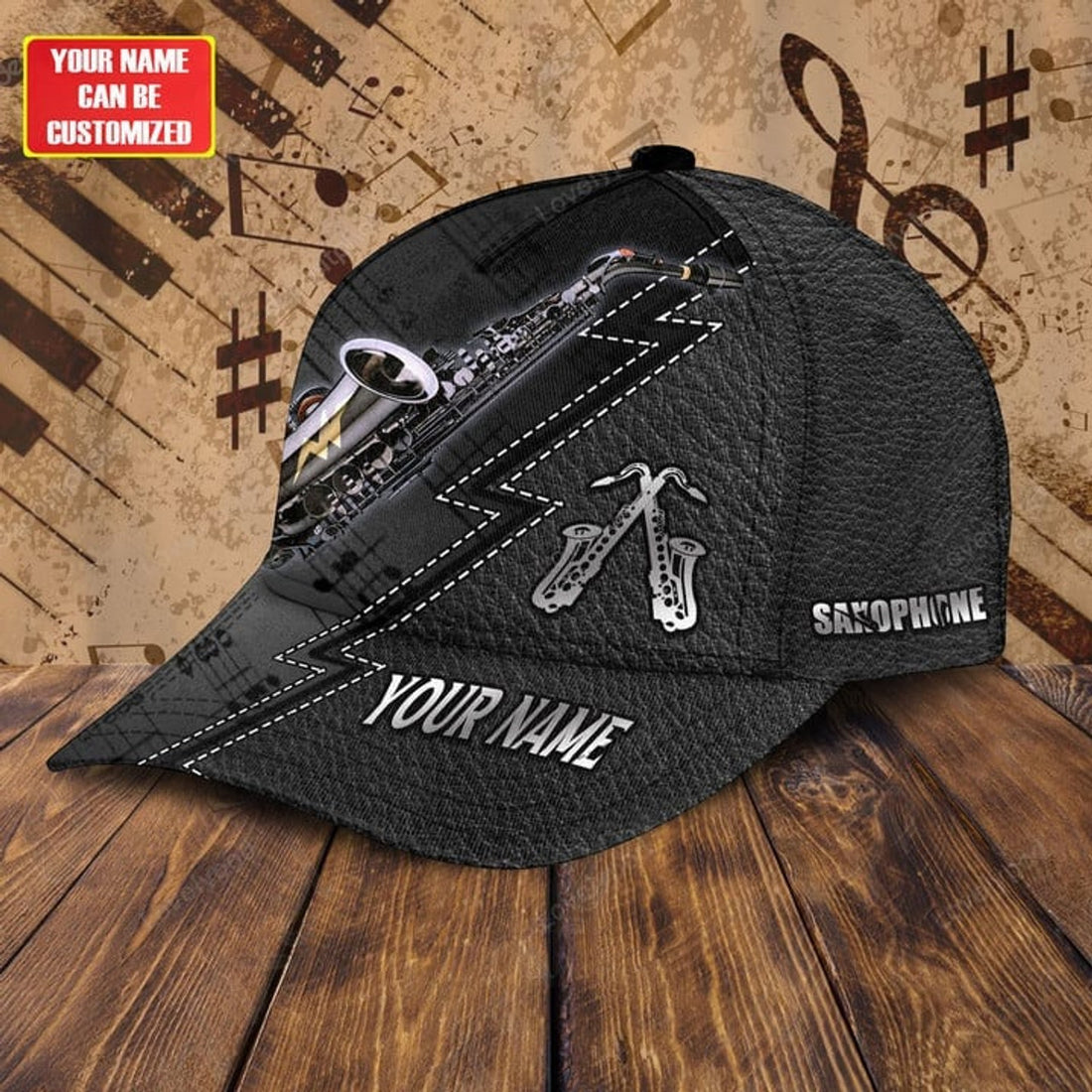 FUNSTUFFPRINT Custom Name Saxophone Classic Cap, Saxophone hat for men and women, Gift for Saxophone lover