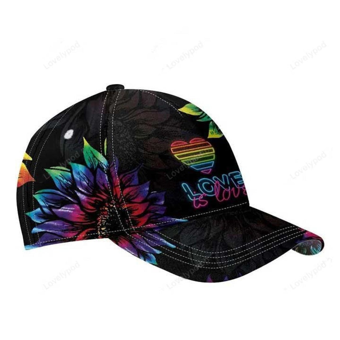 FUNSTUFFPRINT LGBT Pride Love Is Love Classic Cap, Gay Pride Baseball 3D Printed Cap, Pride Accessories