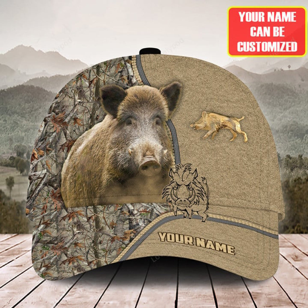 FUNSTUFFPRINT Personalized Name Boar Hunterholic Classic Cap, Gift for Hunting lover