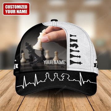 FUNSTUFFPRINT Personalized Name King Chess Classic Cap, Chess player baseball cap hat for men