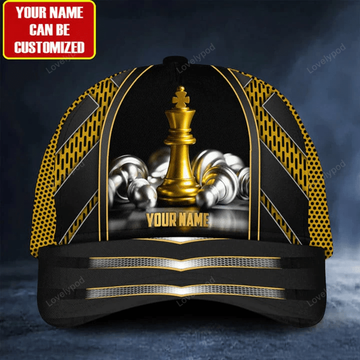 FUNSTUFFPRINT Personalized Name King Chess Classic Cap, Chess player baseball cap hat for men