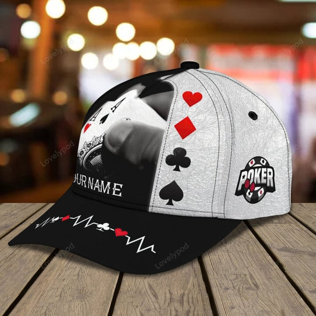 FUNSTUFFPRINT Personalized name Poker Classic Cap for men and women, Poker hat, Gift for Poker