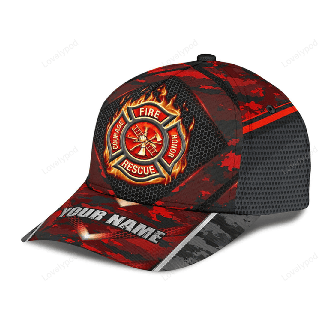 FUNSTUFFPRINT Personalized Firefighter Camo Classic Cap, Gift for Firefighter