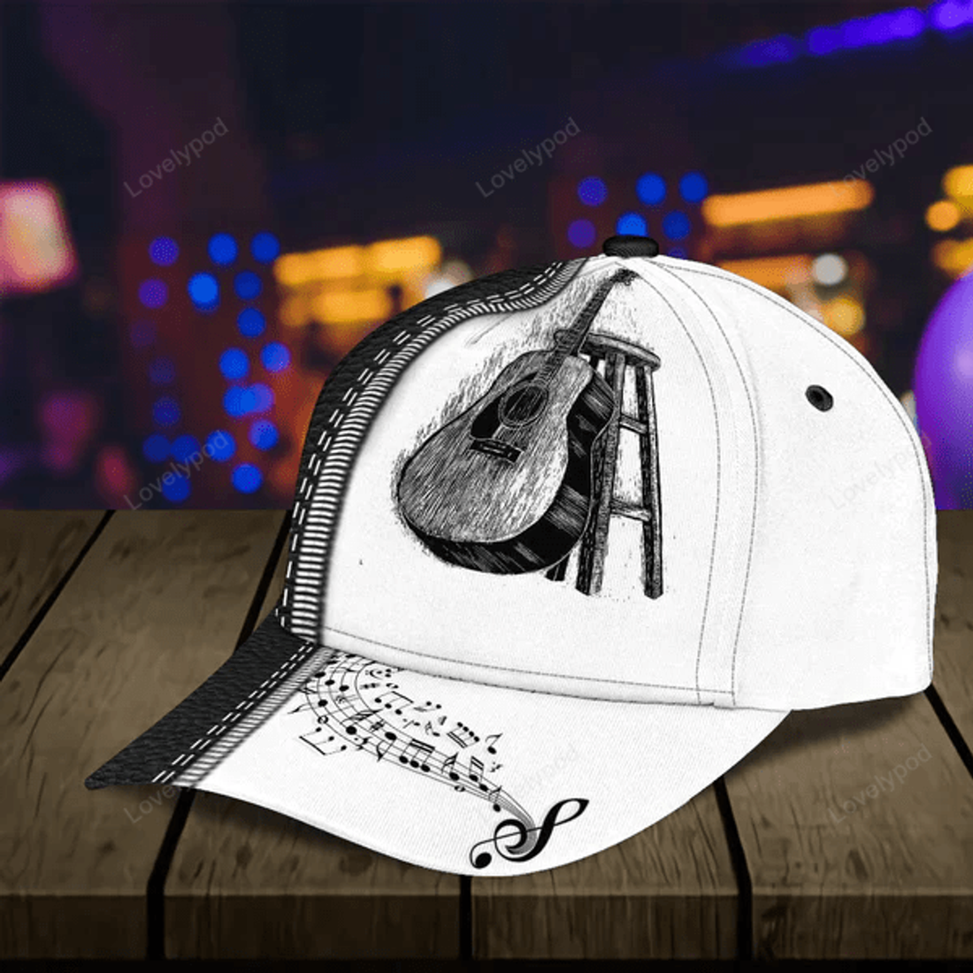 FUNSTUFFPRIT Personalized Guitar Classic Cap, Gift for Music Lovers, Guitar Lovers, Guitar Hat Cap For Men And Women
