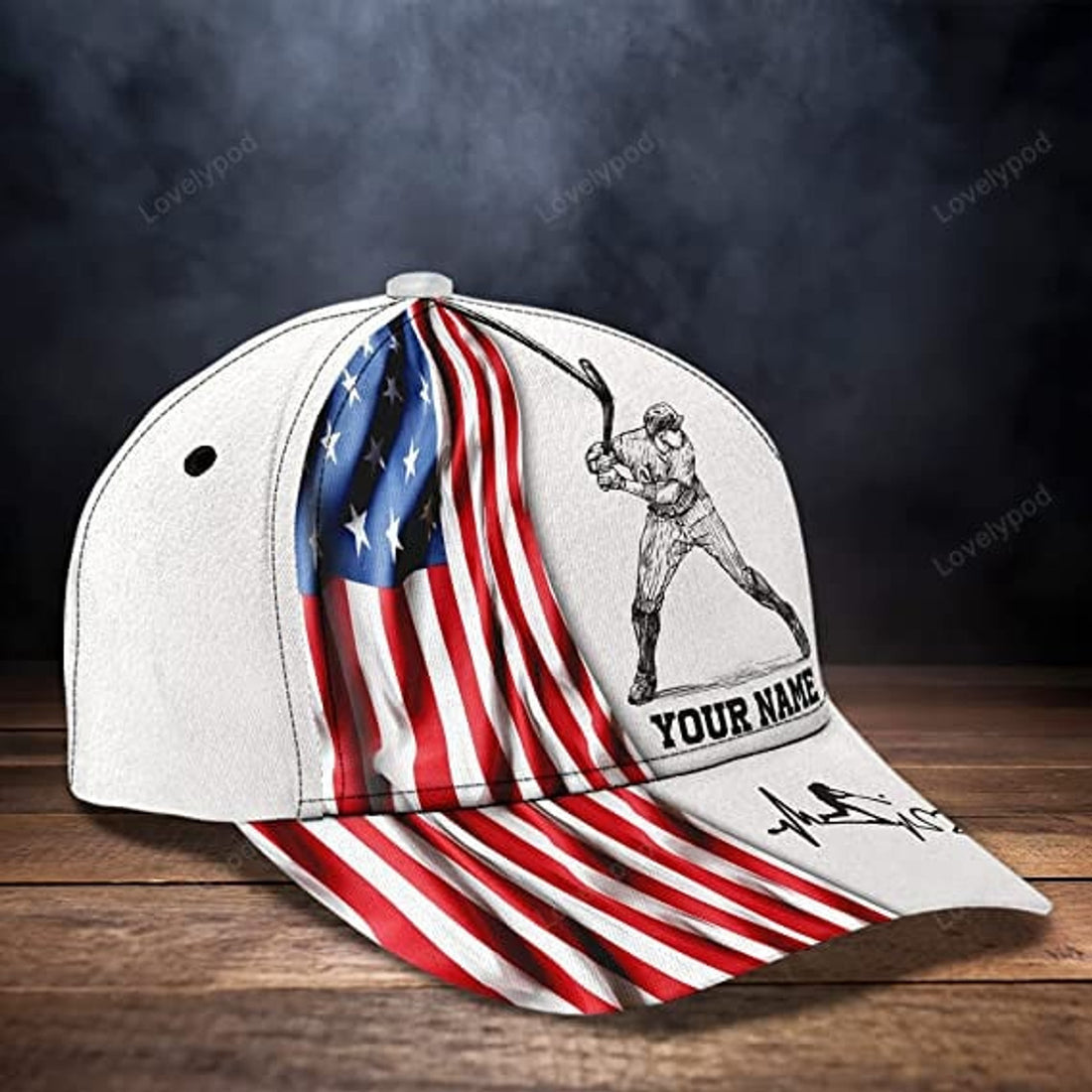 FUNSTUFFPRIT Cool Baseball Heartbeat Hat in an American Flag Design Mens Women's 3D classic cap