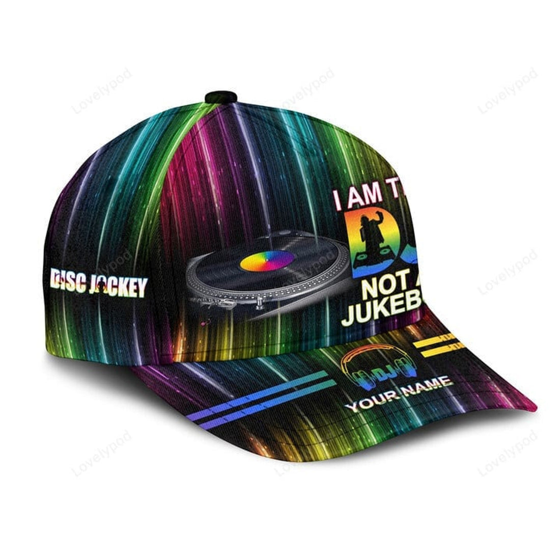 FUNSTUFFPRINT Personalized Name Disc Jockey Classic Cap for Men, Dj cap hat, Gift for Dj player