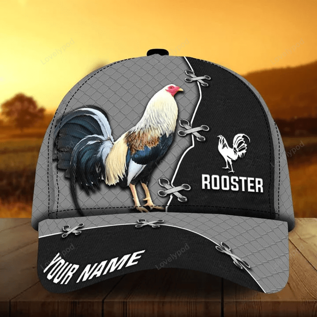 FUNSTUFFPRINT Custom Rooster 3D Cap Multicolor Personalized Hat For Rooster Lover
