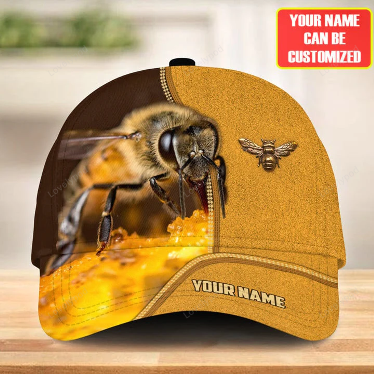 FUNSTUFFPRINT Personalized Name Honey Bee Classic Cap