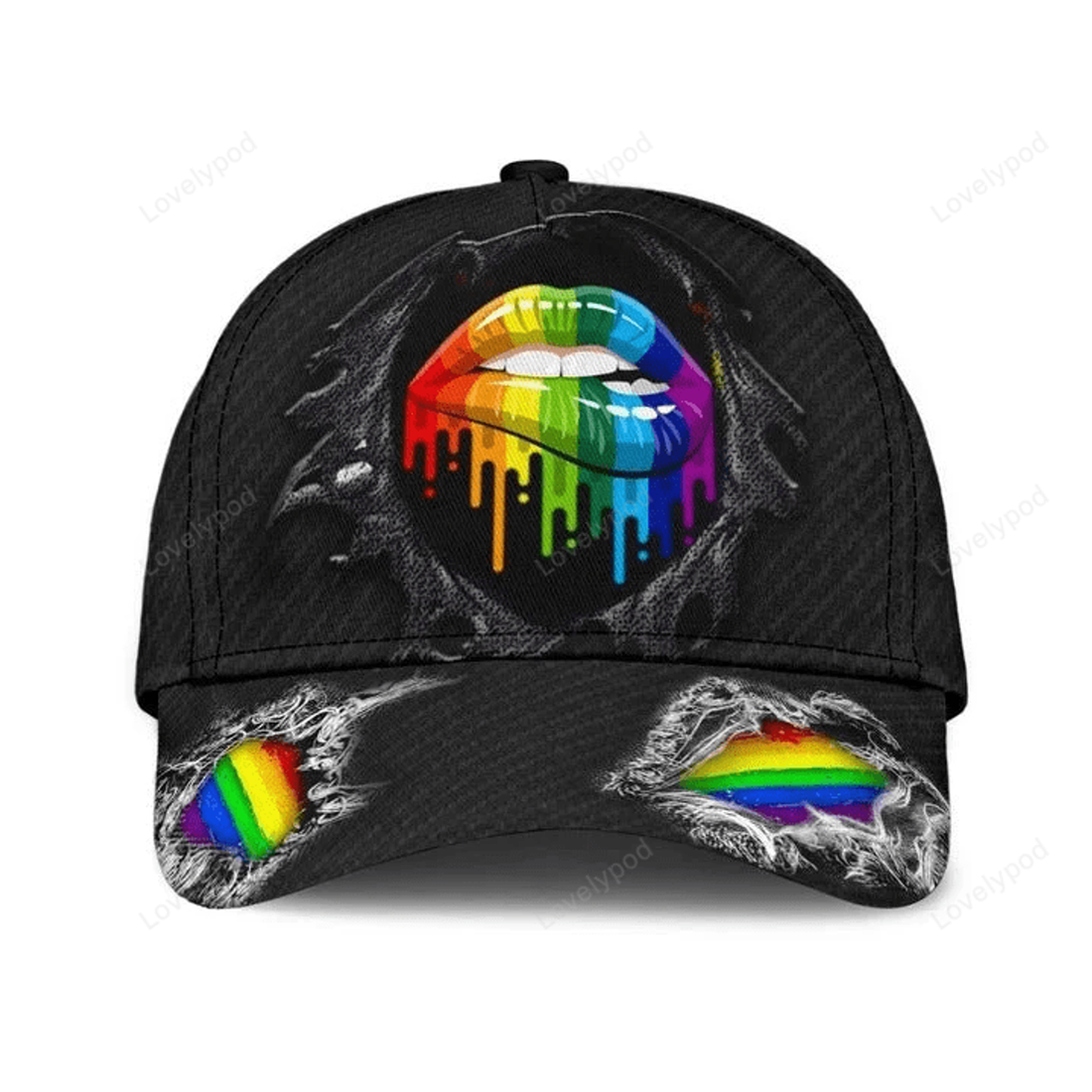 FUNSTUFFPRIT Lgbt 3D Baseball Cap For Pride Month, Turtle And Proud Rainbow Colors Classic Cap Hat