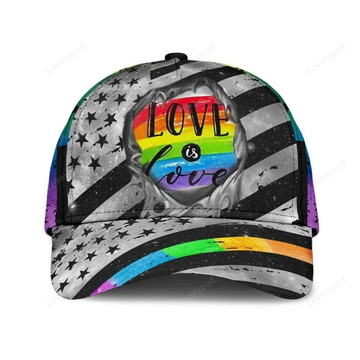 FUNSTUFFPRIT LGBT Pride Cap She's Mine Rainbow Hand Hexagonal Texture Printing 3D Baseball Cap Hat