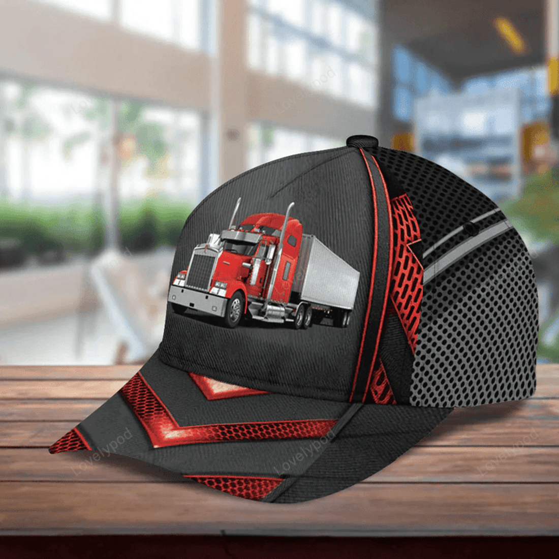 FUNSTUFFPRINT Personalized Trucker Red Classic Cap, Gift for Trucker, Trucker hat for men and women