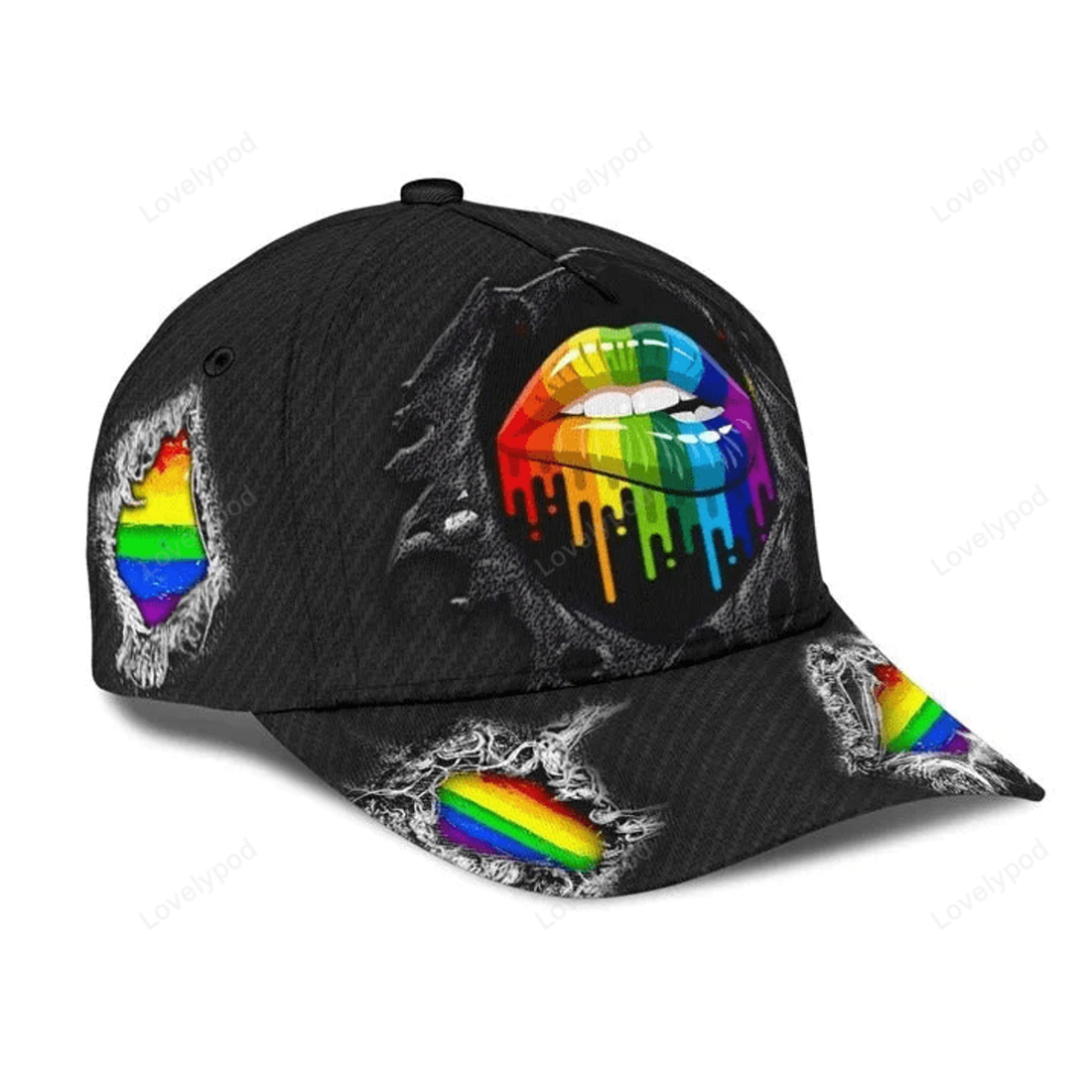 FUNSTUFFPRIT Lgbt 3D Baseball Cap For Pride Month, Turtle And Proud Rainbow Colors Classic Cap Hat