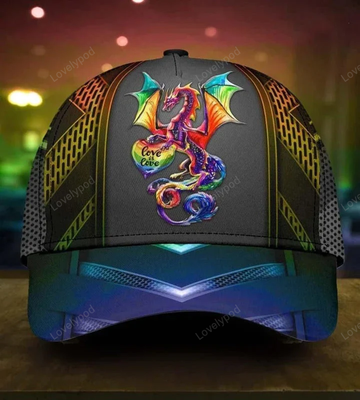 FUNSTUFFPRIT Pride Cap 3D Cap For Lgbt Gift, Show Off Your True Color Dragon Lgbt Printing Baseball Cap Hat