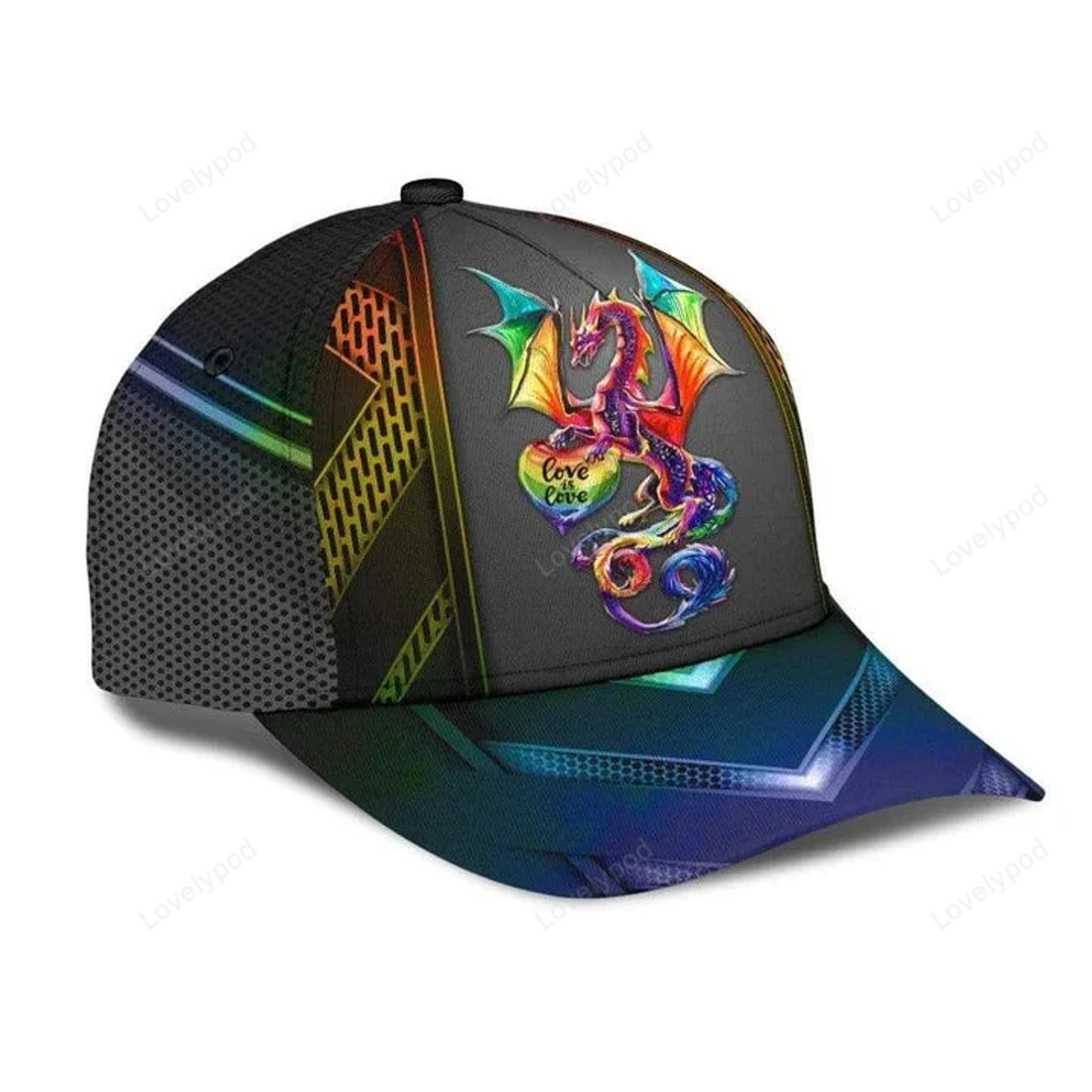 FUNSTUFFPRIT Pride Cap 3D Cap For Lgbt Gift, Show Off Your True Color Dragon Lgbt Printing Baseball Cap Hat
