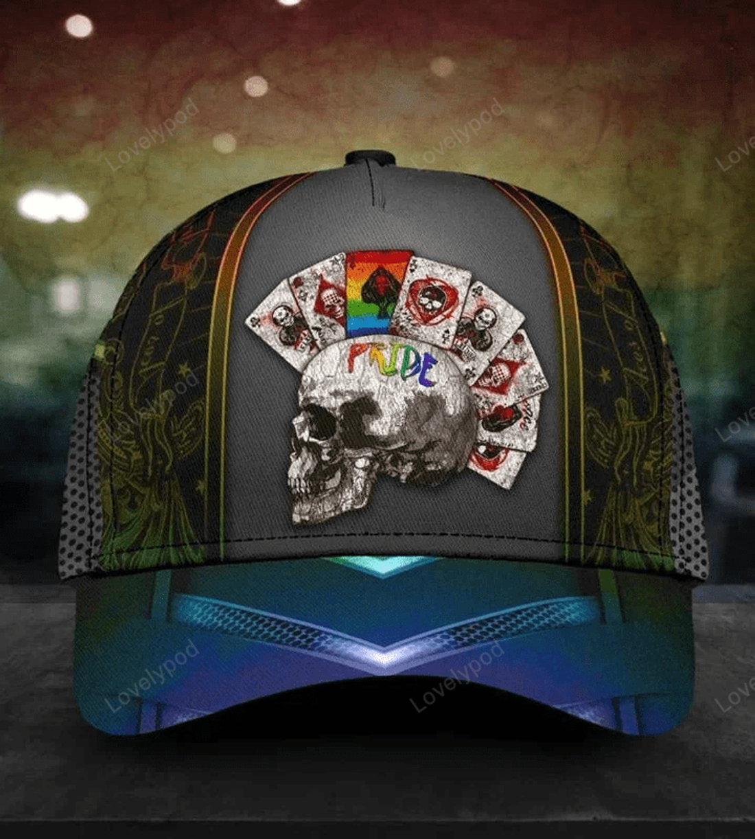 FUNSTUFFPRIT LGBT Pride Cap She's Mine Rainbow Hand Hexagonal Texture Printing 3D Baseball Cap Hat