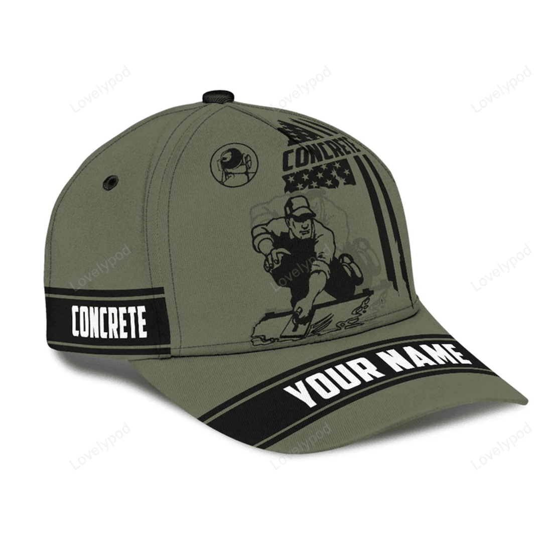 FUNSTUFFPRIT Us Concrete Custom Name Tattoo Cap Hat, Be Proud Of Concreter Baseball Cap Hat