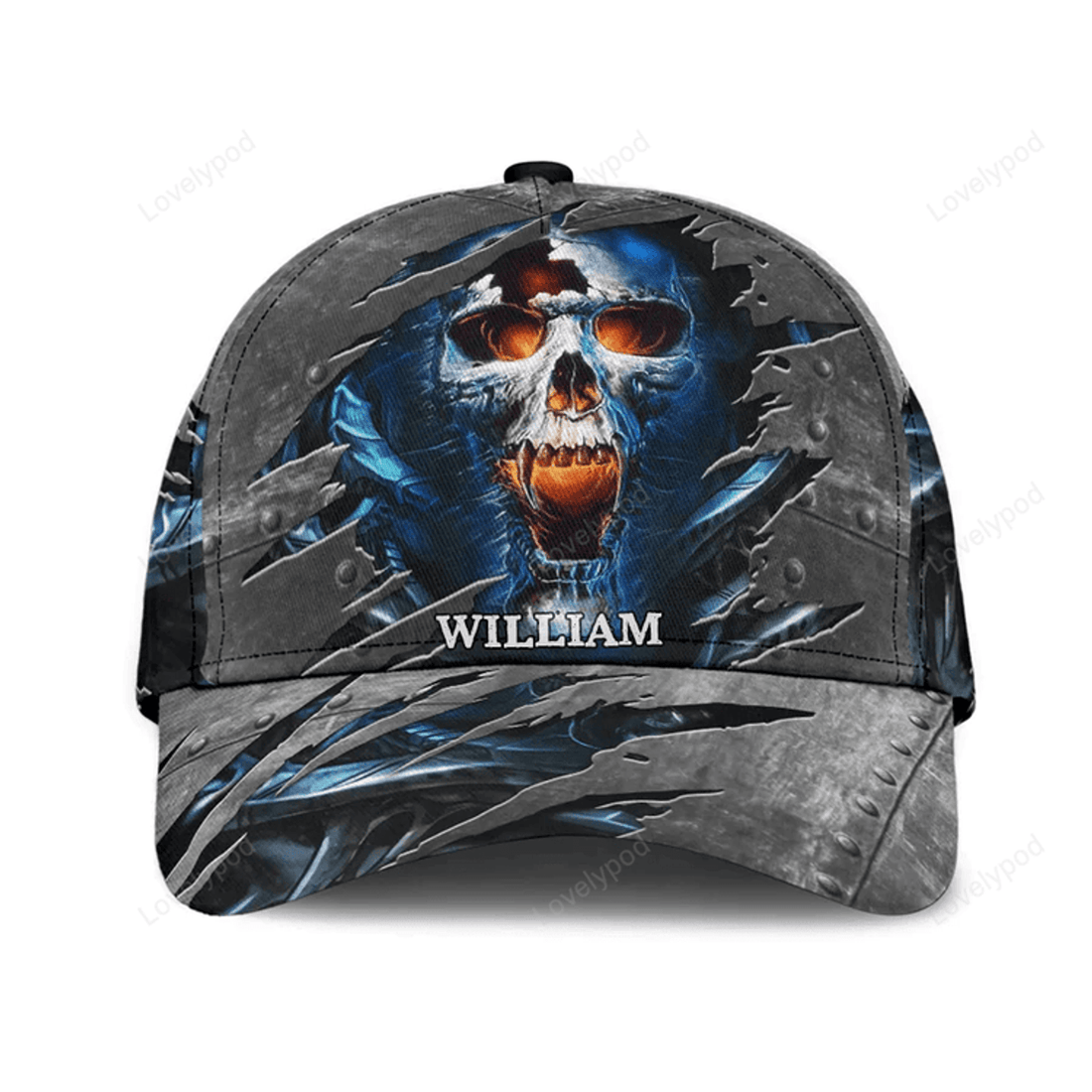 FUNSTUFFPRINT Personalized Skull American Classic Cap, Skull baseball cap hat for men and women