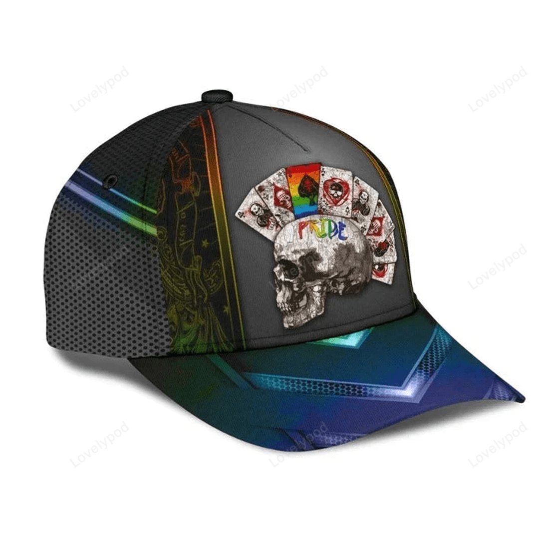 FUNSTUFFPRIT LGBT Pride Cap She's Mine Rainbow Hand Hexagonal Texture Printing 3D Baseball Cap Hat