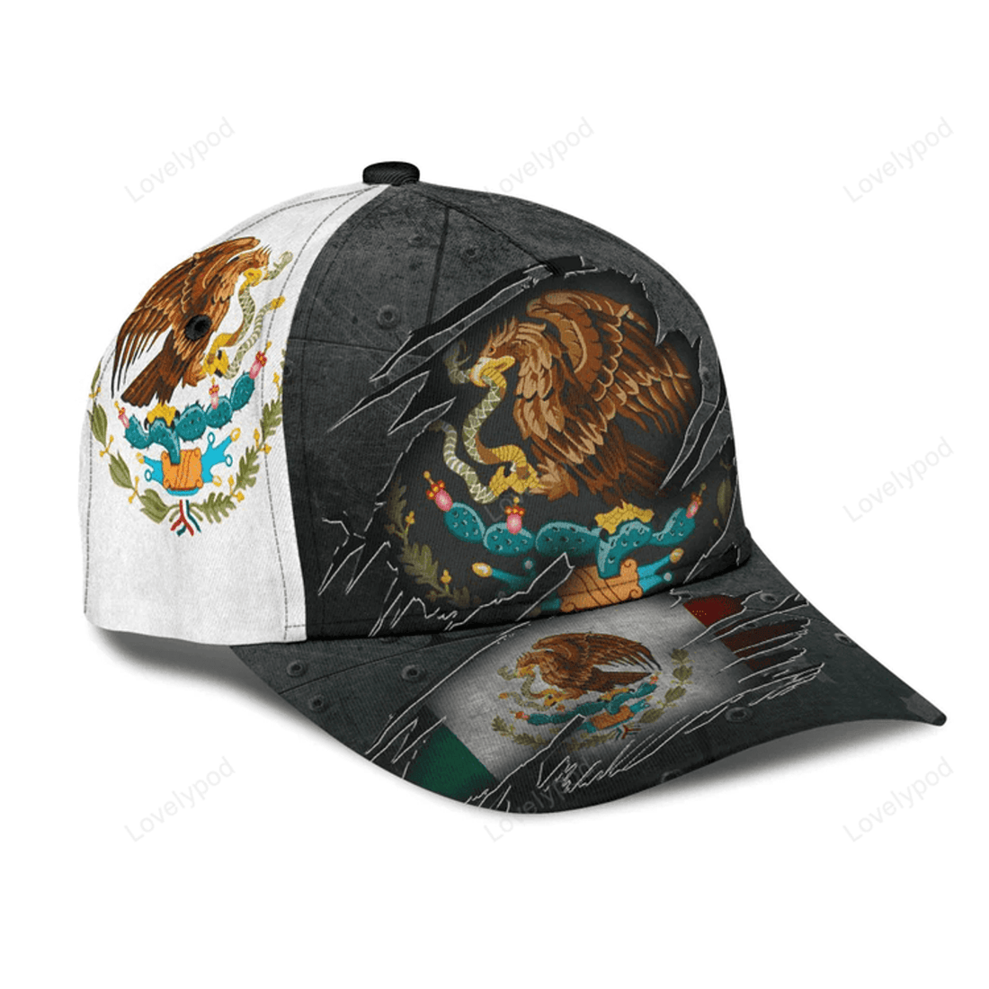 FUNSTUFFPRIT 3D Baseball Mexican Cap Hat, 3D All Over Print Cpa Hat For Mexican People