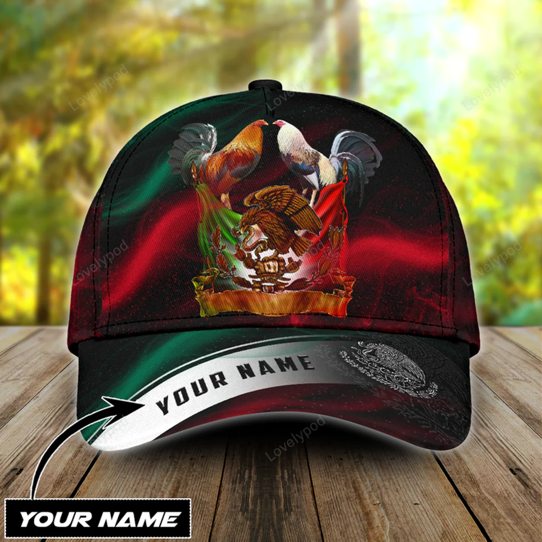 FUNSTUFFPRIT Personalized Mexico Rooster Smoke 3D Classic Cap Hat, Mexico Rooster Hat Cap For Chicken Lover, Rooster Gift