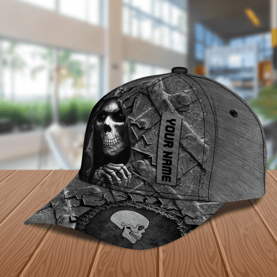 FUNSTUFFPRIT Personalized Skull Classic Cap, Gift for Skull Lovers, Skull Hat Cap For Men And Women