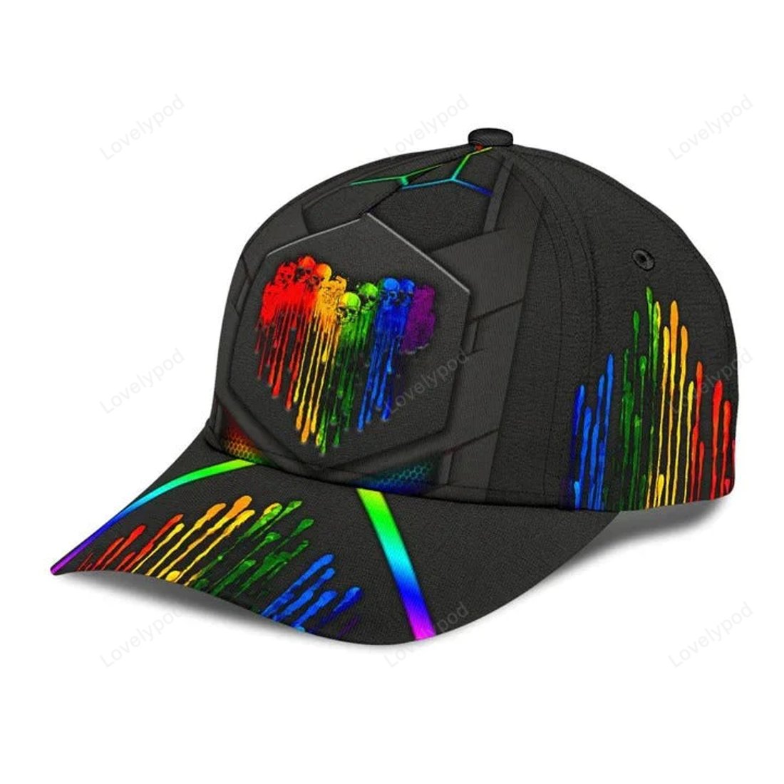 FUNSTUFFPRIT 3D LGBT Cap For Couple Lesbian, Be Proud Be Visible LGBT Printing Baseball Cap Hat, Gift For Gay Friends