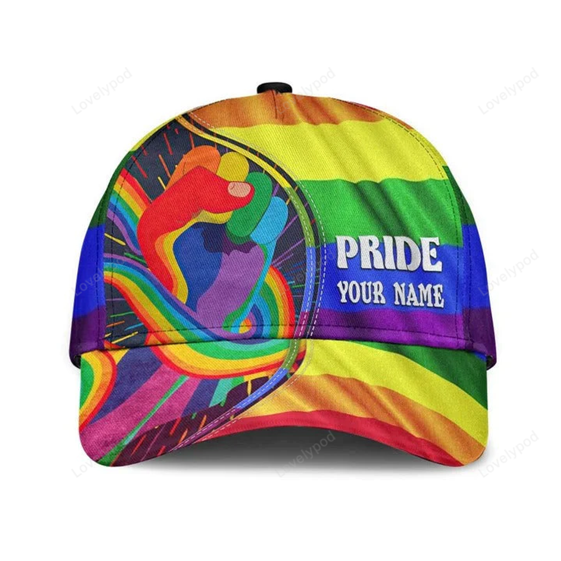 FUNSTUFFPRIT Personalized Pride Baseball Cap With Name, Same Love Same Right Lgbt Printing Baseball Cap Hat
