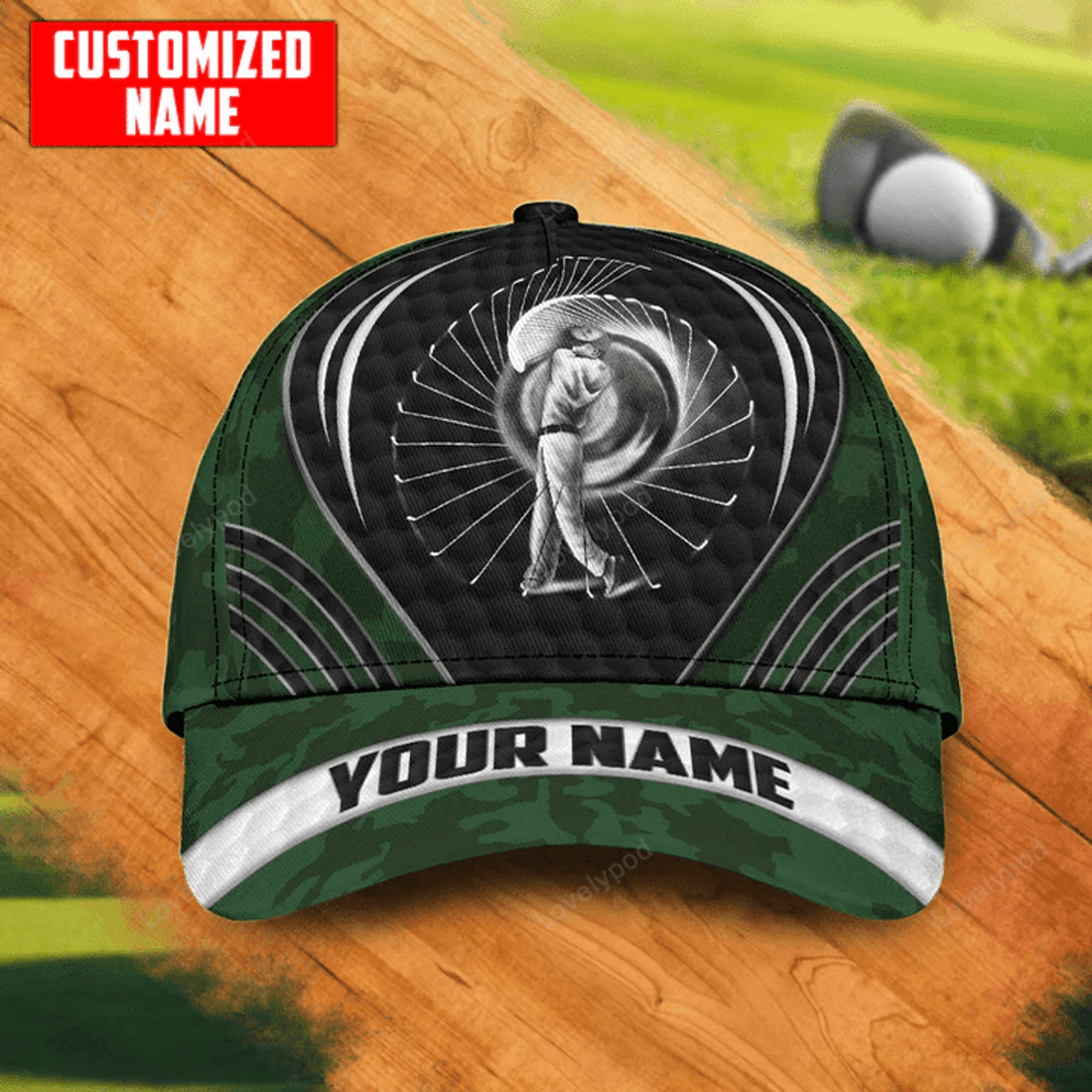 FUNSTUFFPRINT Personalized name Golf Classic Cap, Golf player cap hat for men and women