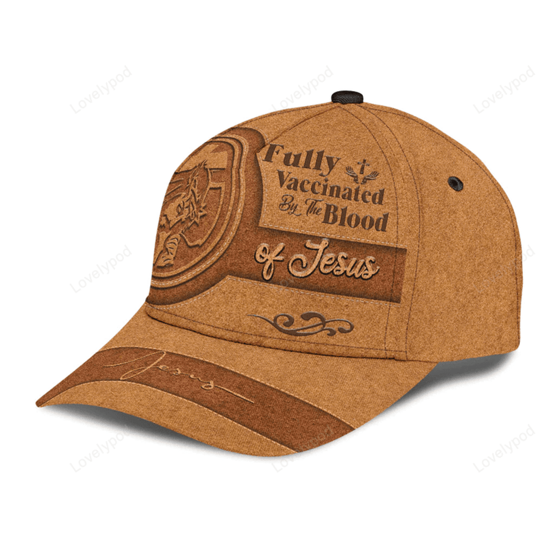 FUNSTUFFPRIT A Classic Cap Hat Fully Vaccinated By The Blood Of Jesus Leather Cover, Baseball Jesus Cap Hat