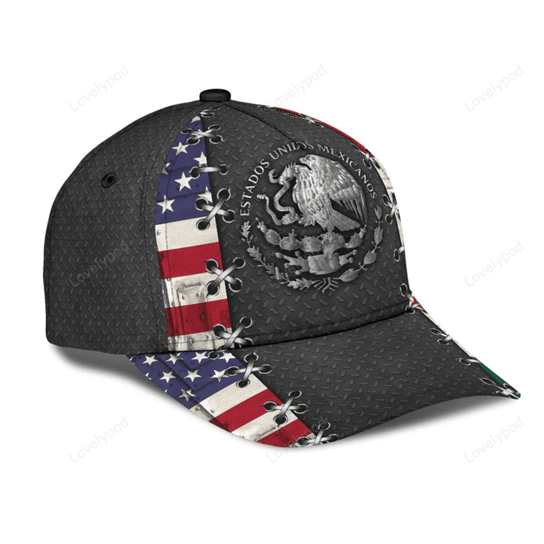 FUNSTUFFPRIT Mexican-American Full Printed Classic Cap Baseball Mexico-Usa Hat