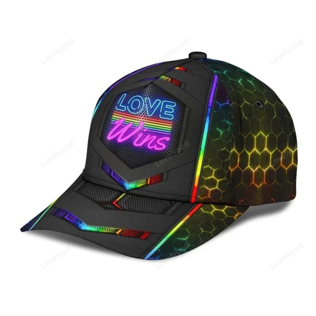 FUNSTUFFPRIT LGBT Cap, Love Is Love LGBT Pride 3D Printing Baseball Cap Hat, LGBT Pride Accessories, Gift For Couple Gay