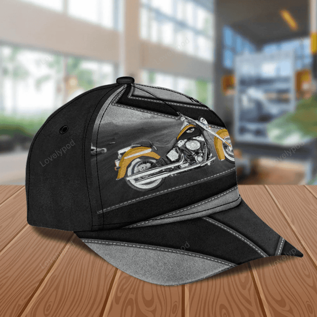 FUNSTUFFPRIT Motorcycle Black And Gray Pattern Personalized Classic Cap, Gift for Motorcycle Lovers, Motorcycle Riders