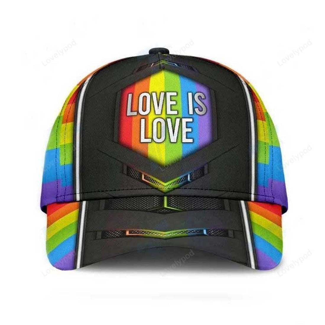 FUNSTUFFPRINT LGBT Pride Love Is Love Classic Cap, Gay Pride Baseball 3D Printed Cap, Pride Accessories