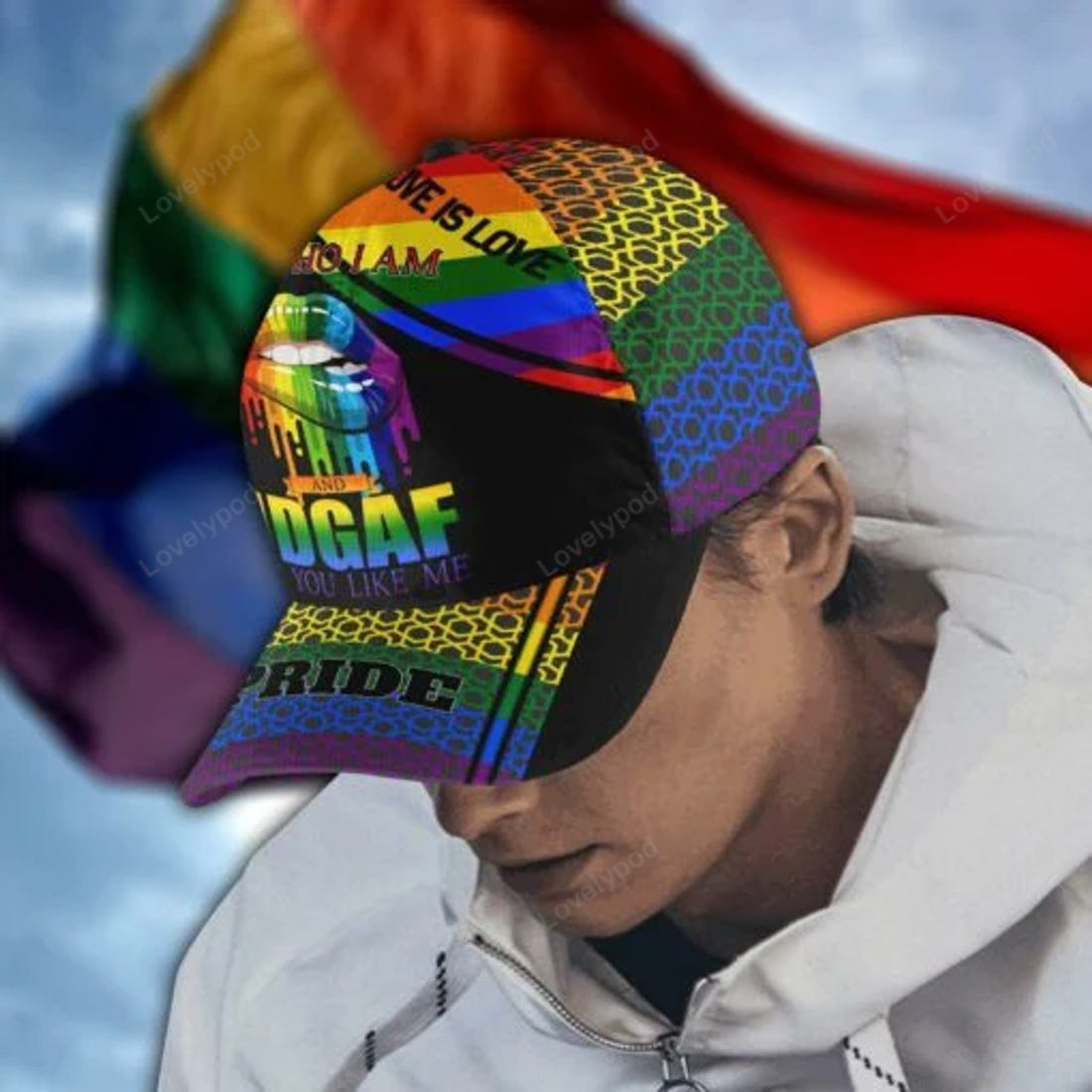 FUNSTUFFPRIT LGBT Pride Cap, I Am Who I Am And Idgaf If You Like Me 3D Baseball Cap For LGBT Pride Month