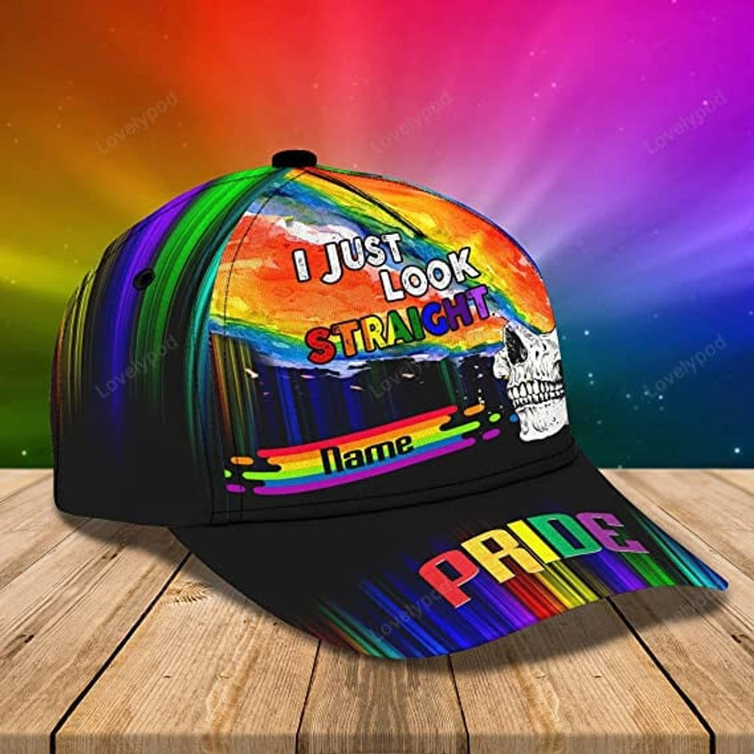 FUNSTUFFPRIT Lgbt Pride I Just Look Straight Rainbow Hats Mens Women's 3D classic cap