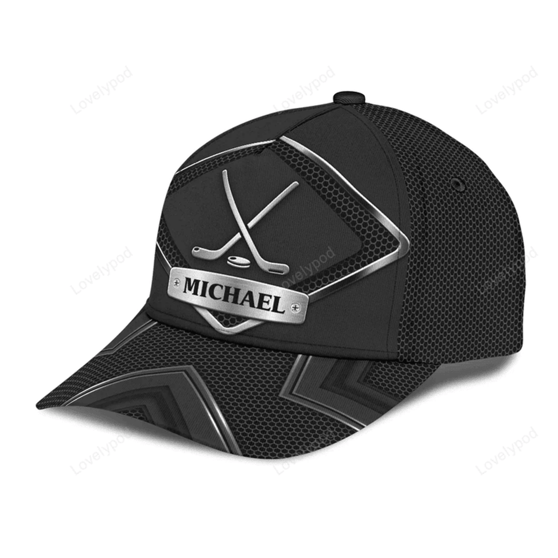 FUNSTUFFPRIT Personalized Hockey Classic Cap, Hockey 3D hat, Gift for Hockey Lovers, 3D Printed baseball Cap