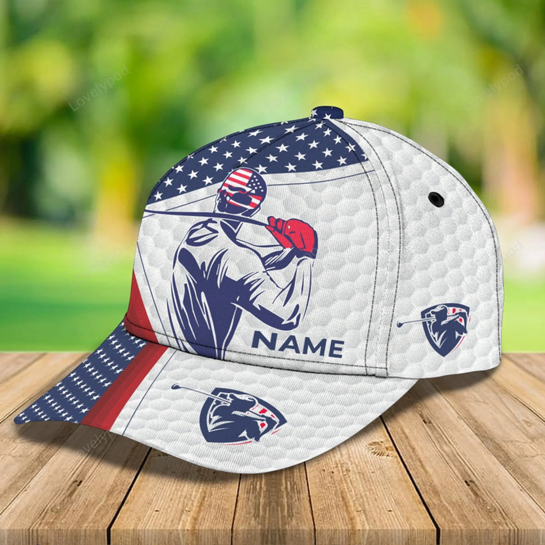 FUNSTUFFPRIT 3D Full Print Classic Cap Hat For Golfer, American Golfer Gifts, Good Quality Golf Cap For Men And Woman
