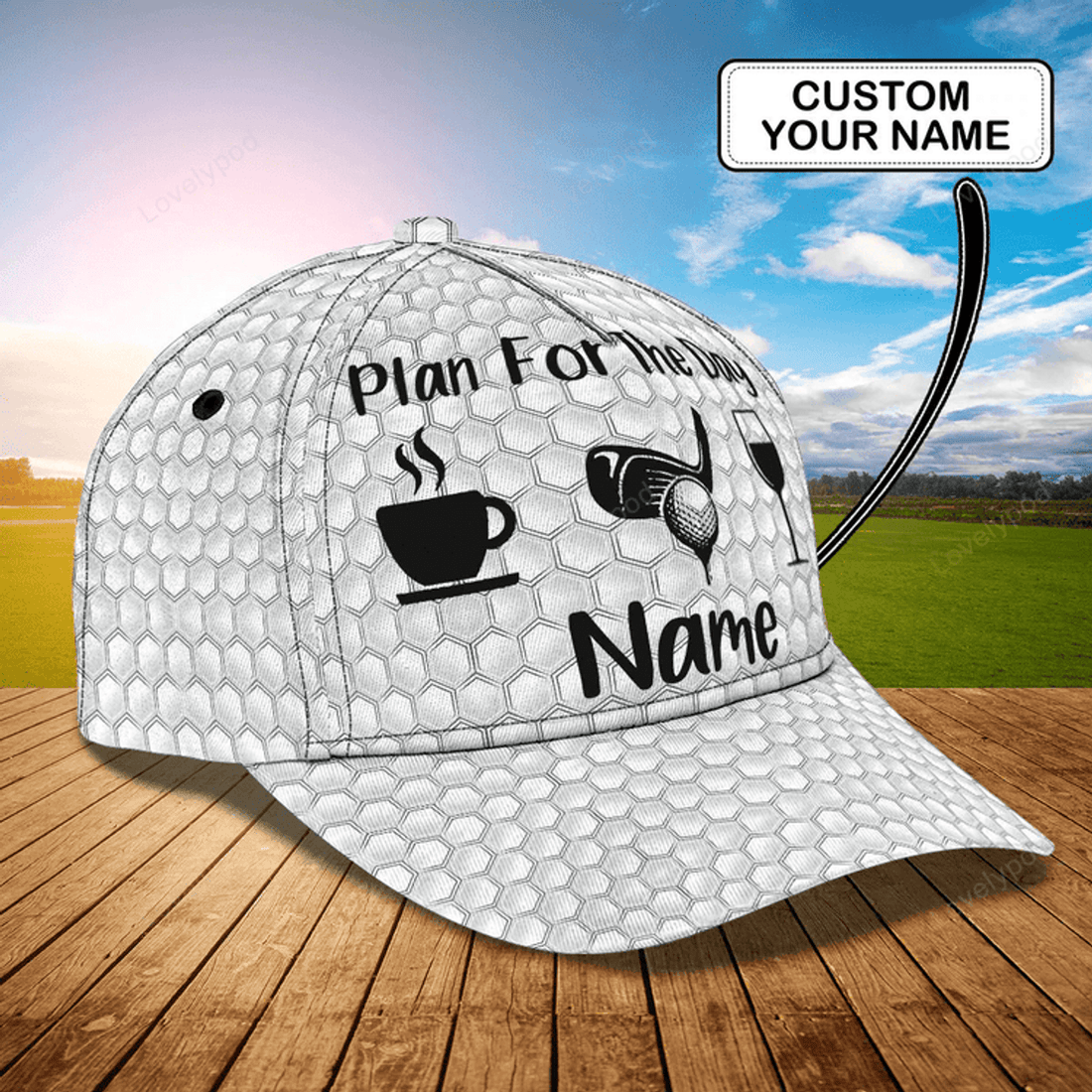 FUNSTUFFPRIT Custom With Name 3D Baseball Cap Hat For Golf Man, Plan For The Day With Golf, Gift A Golf Lover