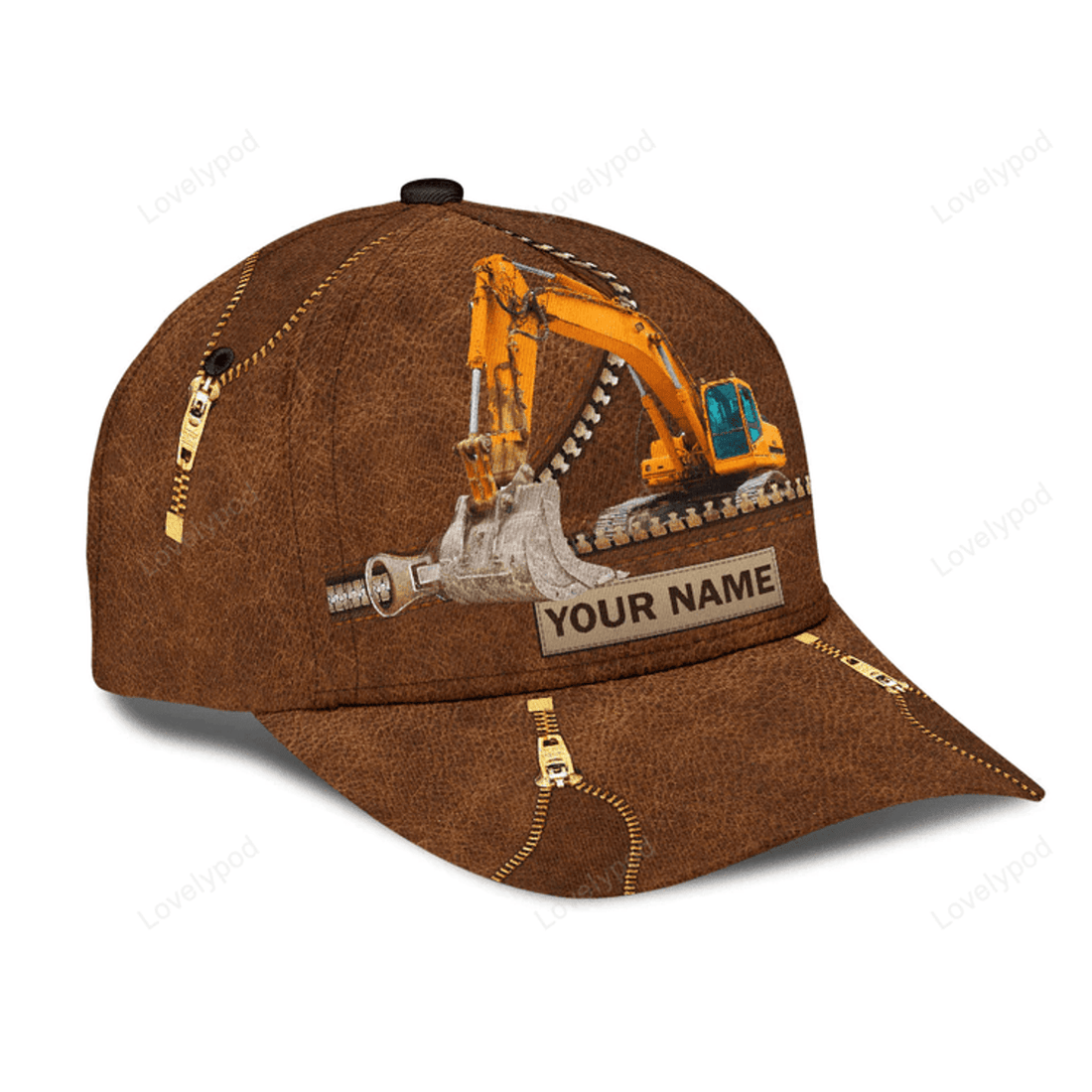 FUNSTUFFPRIT Custom With Name Classic Cap Hat For Excavator, Heavy Equipment 3D Cap Hat For Men