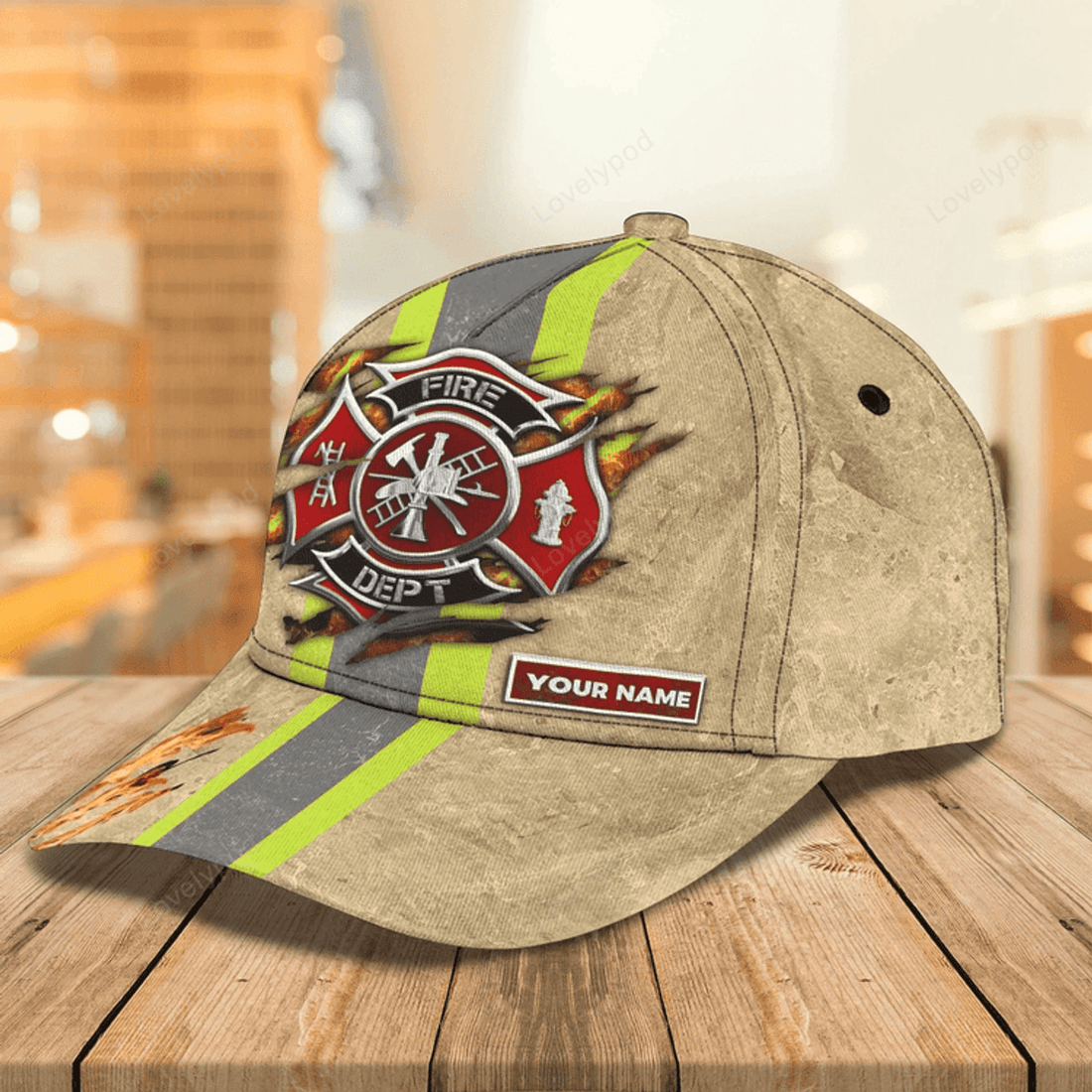 FUNSTUFFPRIT Custom With Name Fire Man Baseball Cap, Classic 3D Full Print Hat Cap For Firefighters