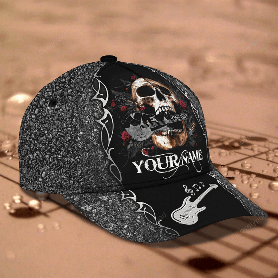 FUNSTUFFPRIT Customized Skull Guitar Classic Cap Hat For My Guitarist Friend, To My Son Daughter Love Guitar Gifts