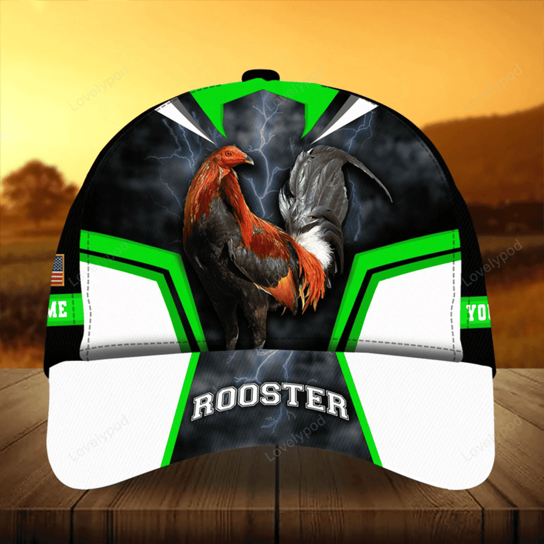 FUNSTUFFPRIT Super Cool Rooster 3D Cap Multicolor Personalized Name For Rooster Lover Baseball Cap Hat