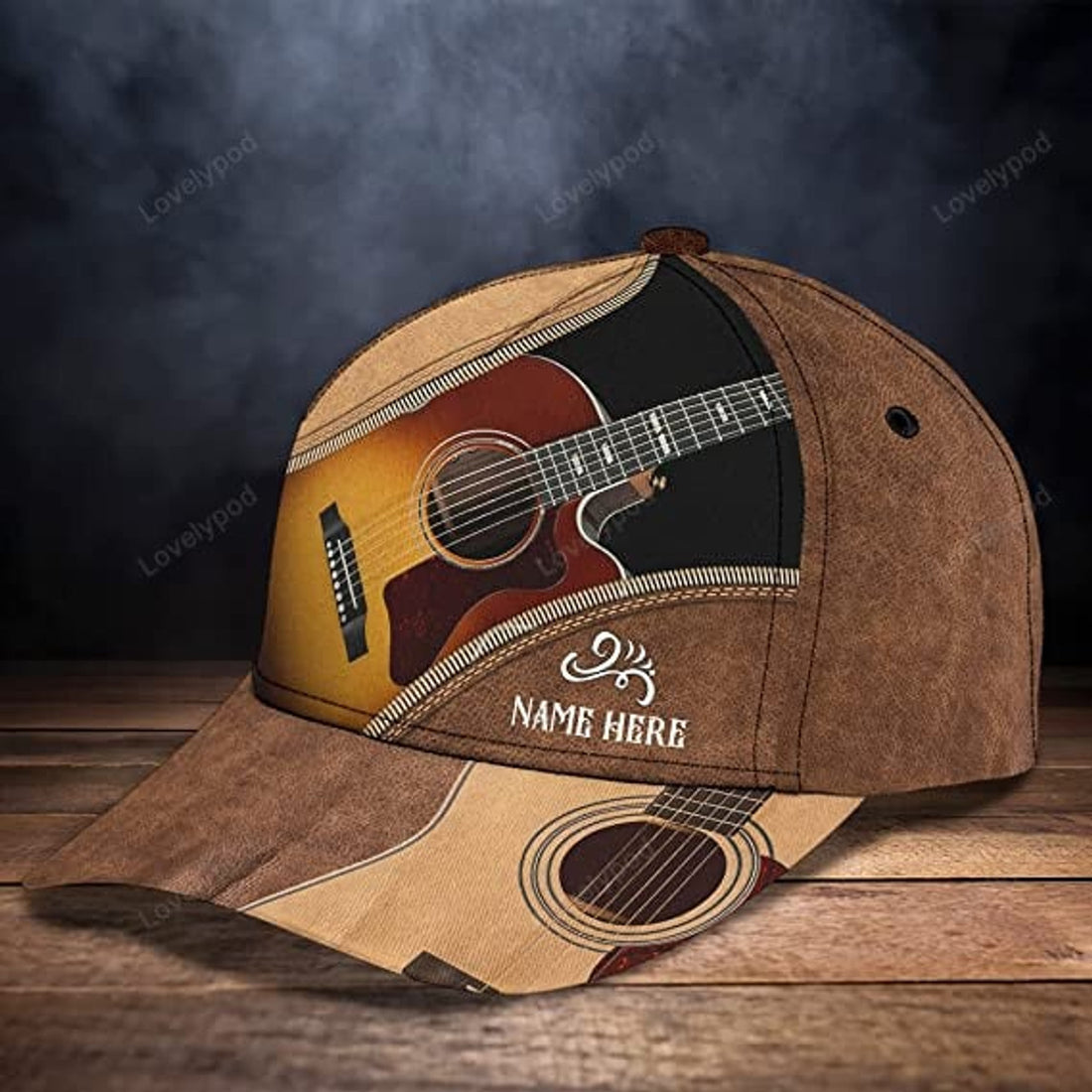 FUNSTUFFPRINT Vintage 3d Guitar Customize Print Hat for Who Love Acoustic Country Music