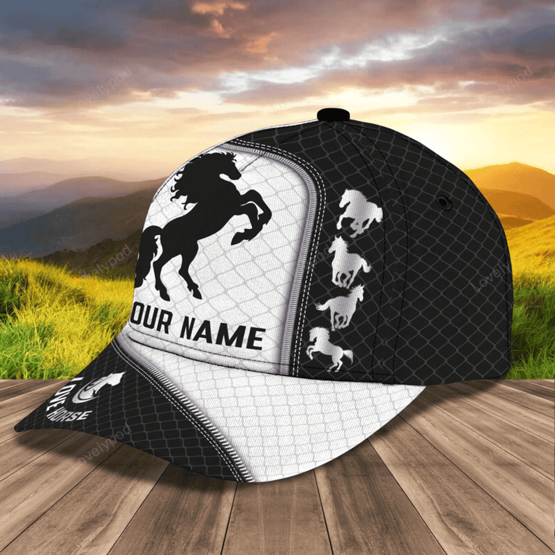 FUNSTUFFPRIT Personalized 3D All Over Printing Baseball Cap Horse, Horse Hat, Nice Unisex Cap For Horse Lovers