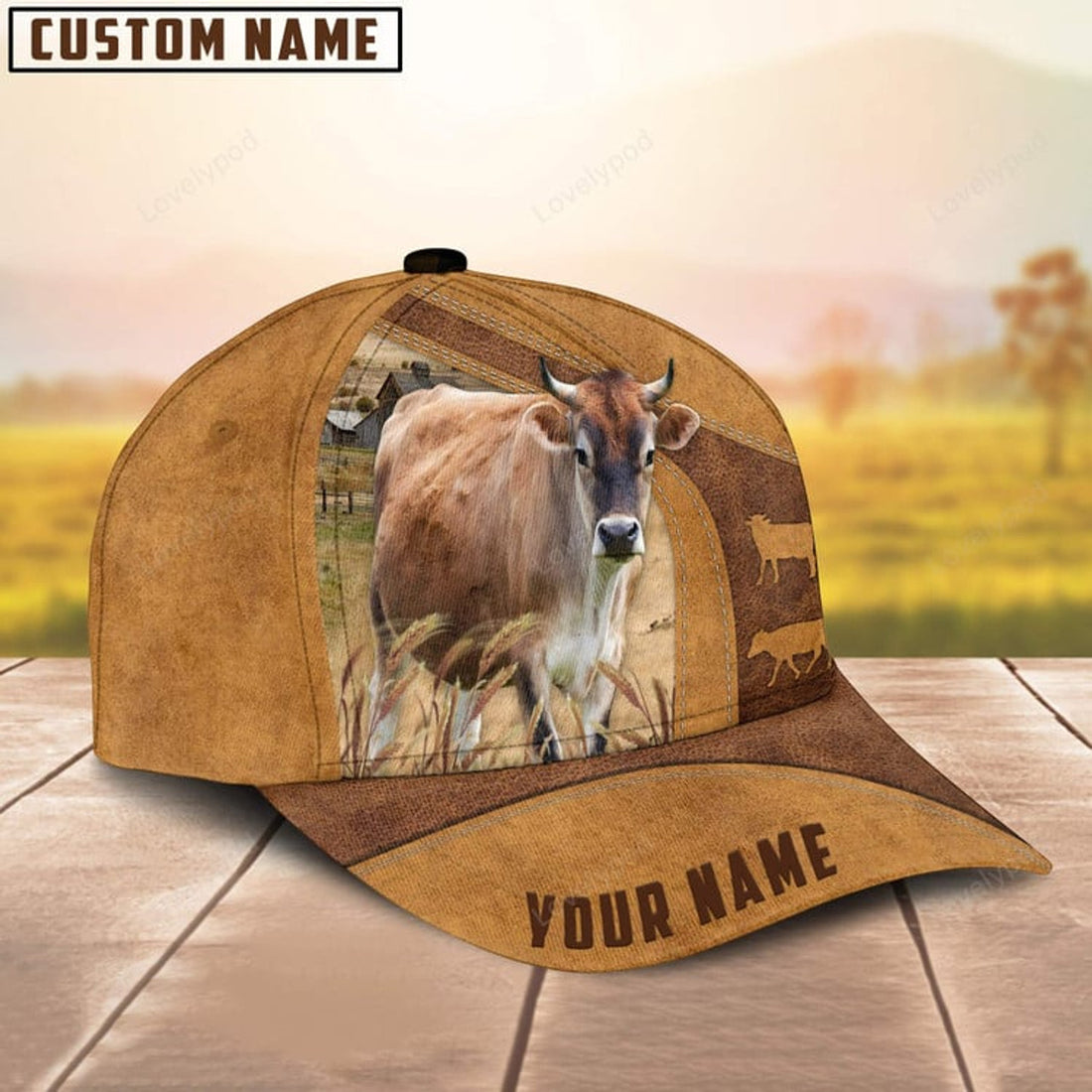 FUNSTUFFPRINT Custom Name Jersey Cattle Cap , Cattle Hat, Farm Baseball Hat, Cap Hat For Farmer Farm Lover