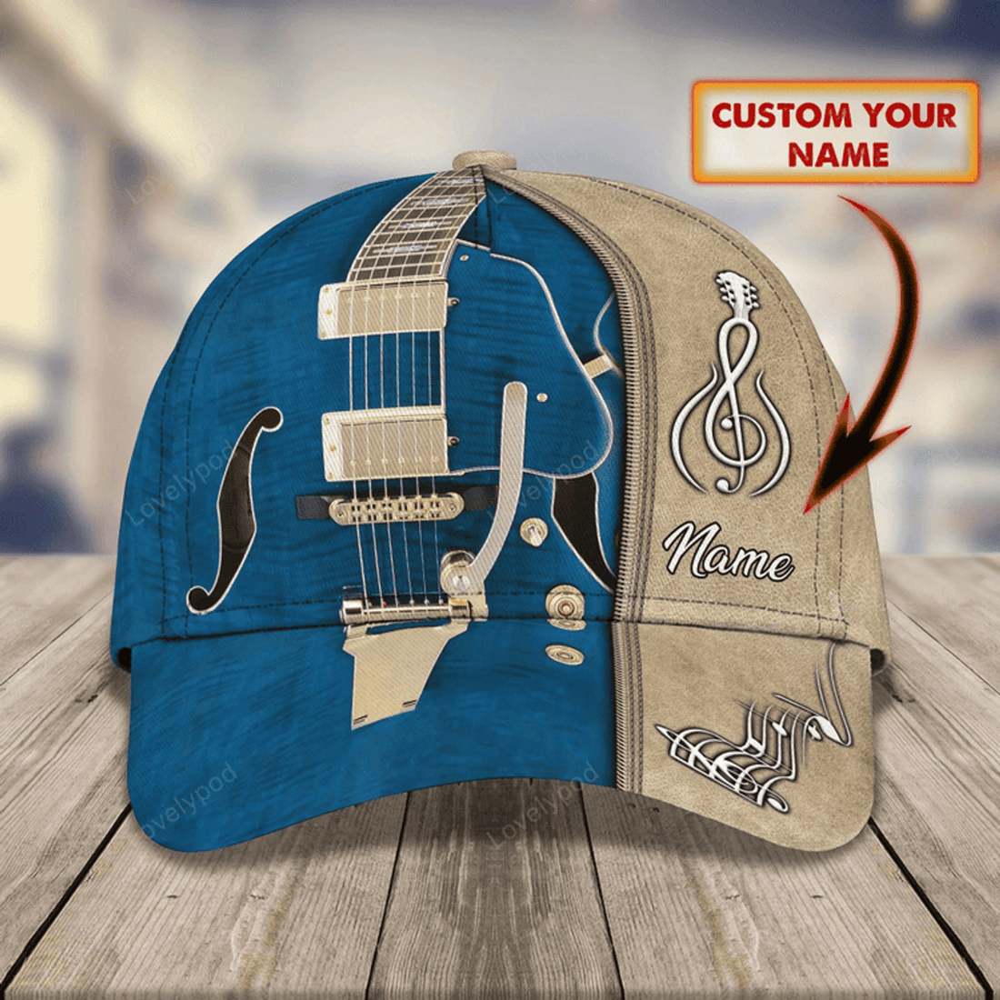 FUNSTUFFPRIT Electric Guitar Baseball Cap To My Boyfriend, Guitar 3D All Over Print Cap Hat From Guitarist Friend