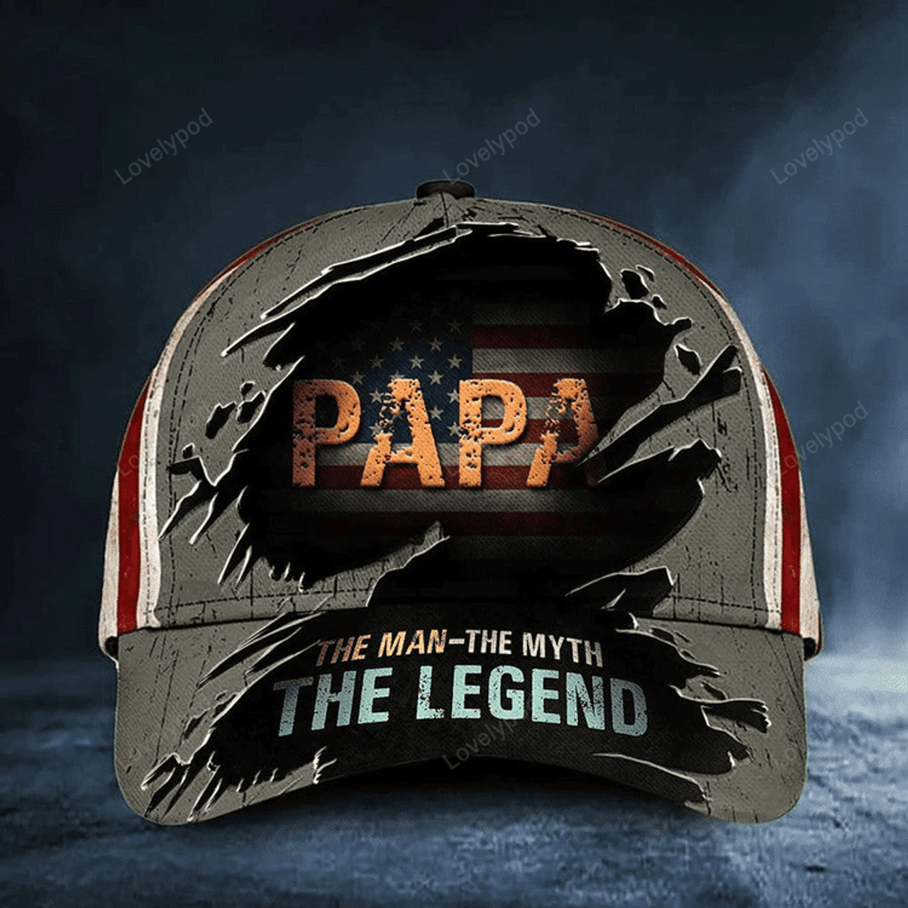 FUNSTUFFPRINT Personalized Father's Day Cap, Dad The man, The Myth, The Legend 3D Baseball Cap for Dad