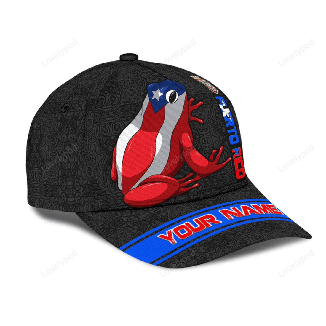 FUNSTUFFPRINT Personalized Puerto Rico Coqui Frog All Printed Classic Cap, Unisex Cap Hat For Puerto Rican