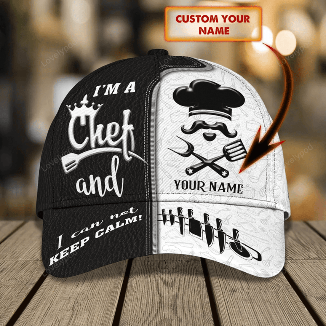 FUNSTUFFPRIT Personalized 3D Full Printed Chef Cap, Master Chef Birthday Present, Classic Cap Hat For Chef